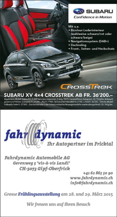 Superb1A Design - Work Samples - 2015 - newspaper advertisement - Fahrdynamic Automobile AG